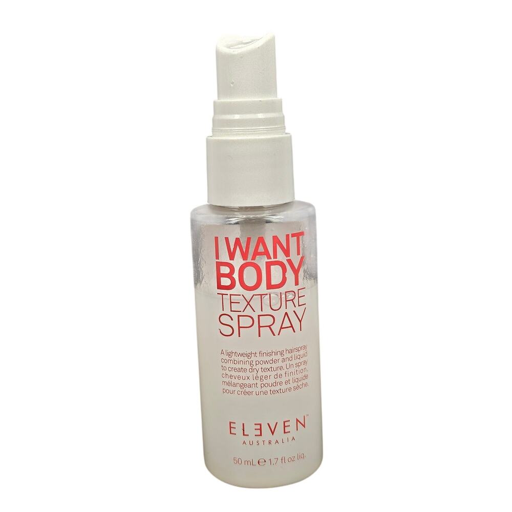 ELEVEN AUSTRALIA “I WANT BODY” TEXTURE SPRAY – ADDS VOLUME – 50 ML – 3/4 FULL